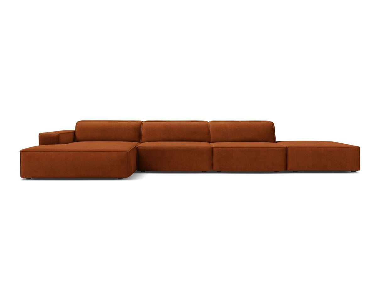 Jodie Corner Sofa, 5 Seats, 341x162 cm — Terracotta / Left