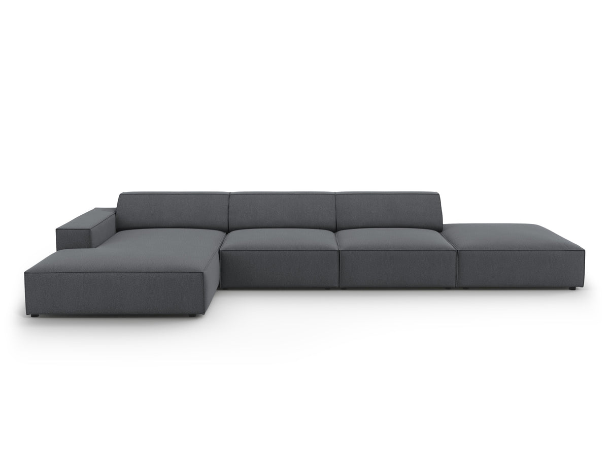 Jodie Corner Sofa, 5 Seats, 341x162 cm — Dark Grey / Left