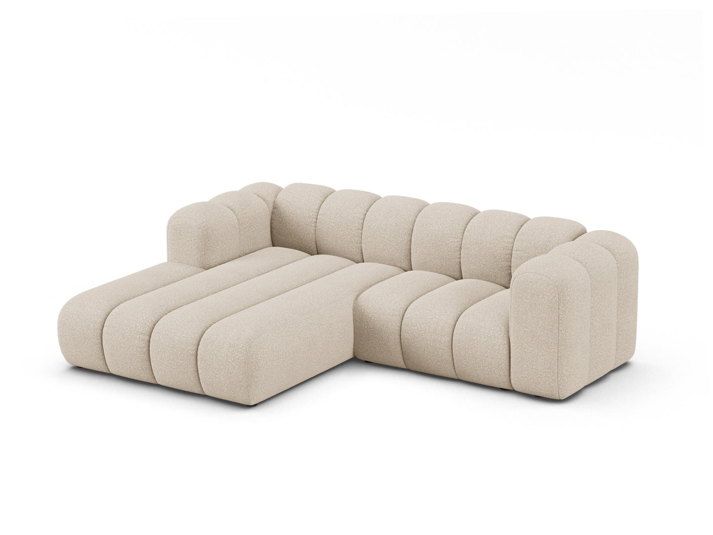Ecksofa Bouclé Beige Lupine — Wohnbeispiel