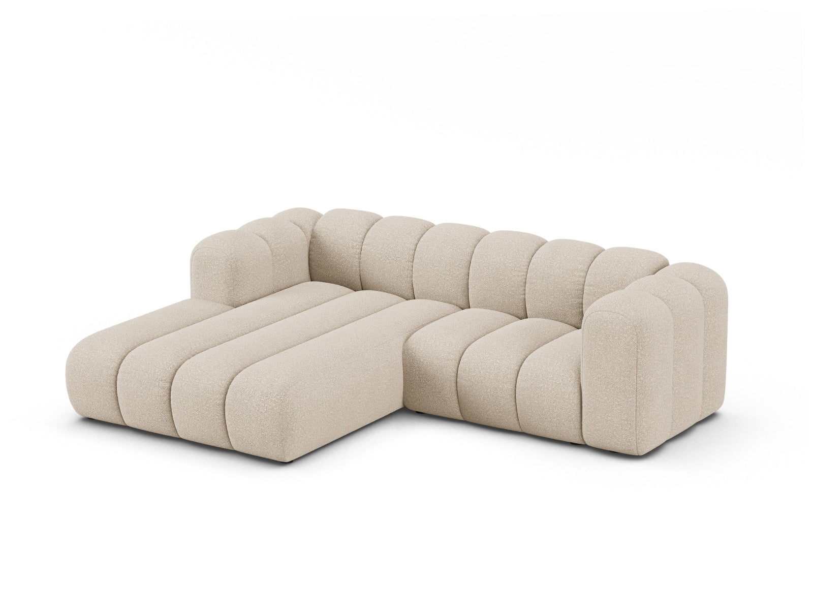 Ecksofa Bouclé Beige Lupine — Wohnbeispiel
