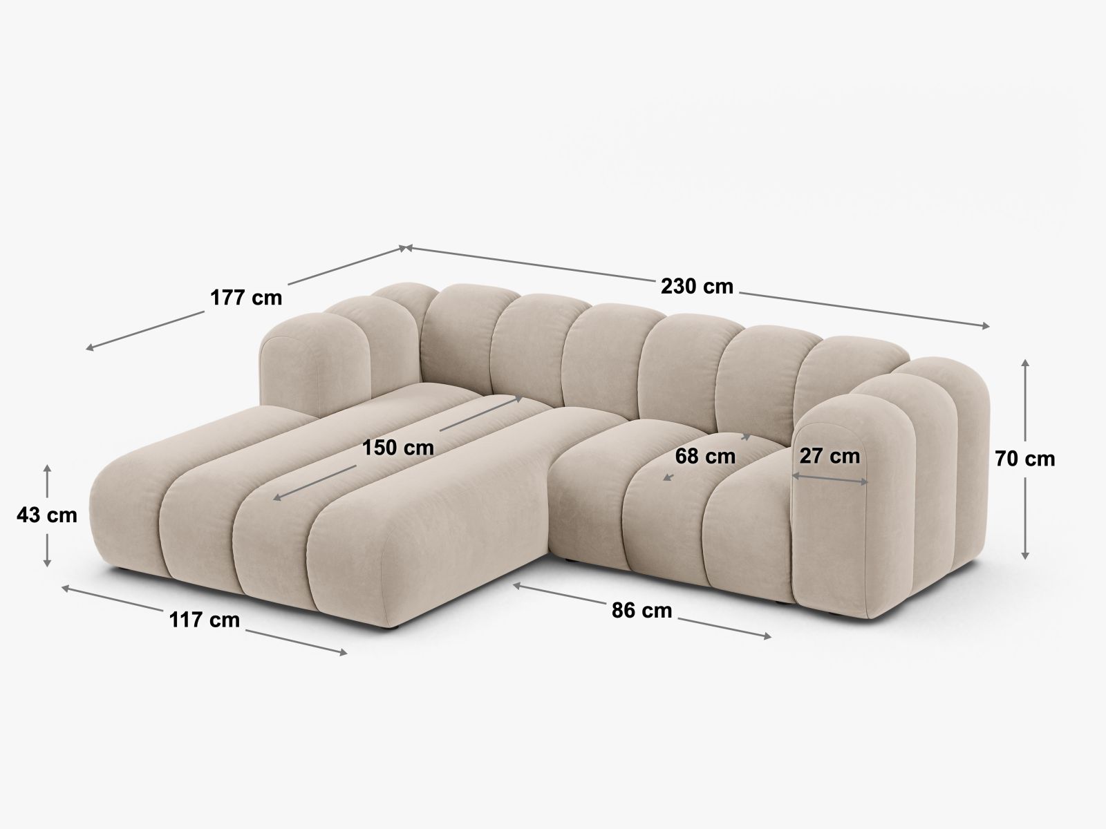 Ecksofa Bouclé Beige Lupine — Ansicht 5