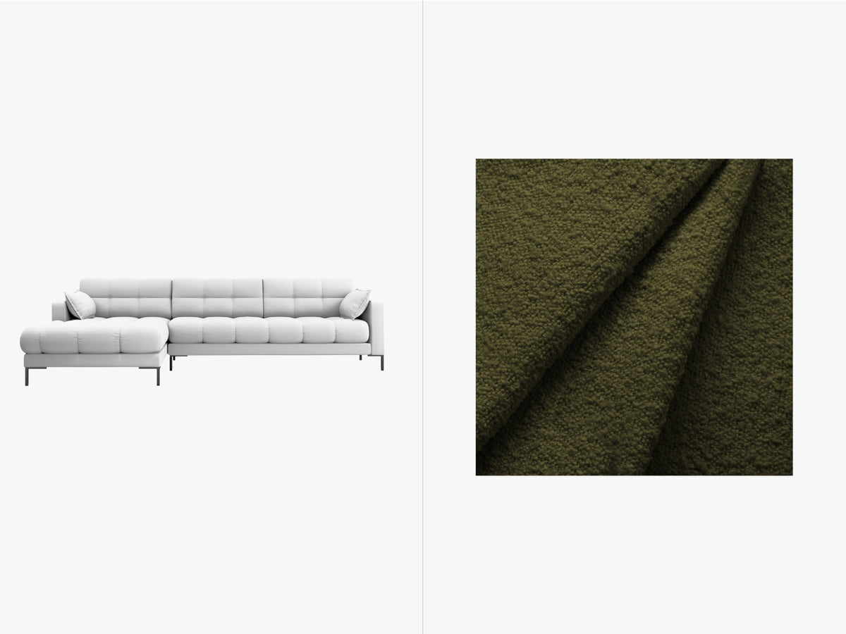 Mamaia Corner Sofa, 5 Seats, 293x185 cm — Dark Olive Green / Left