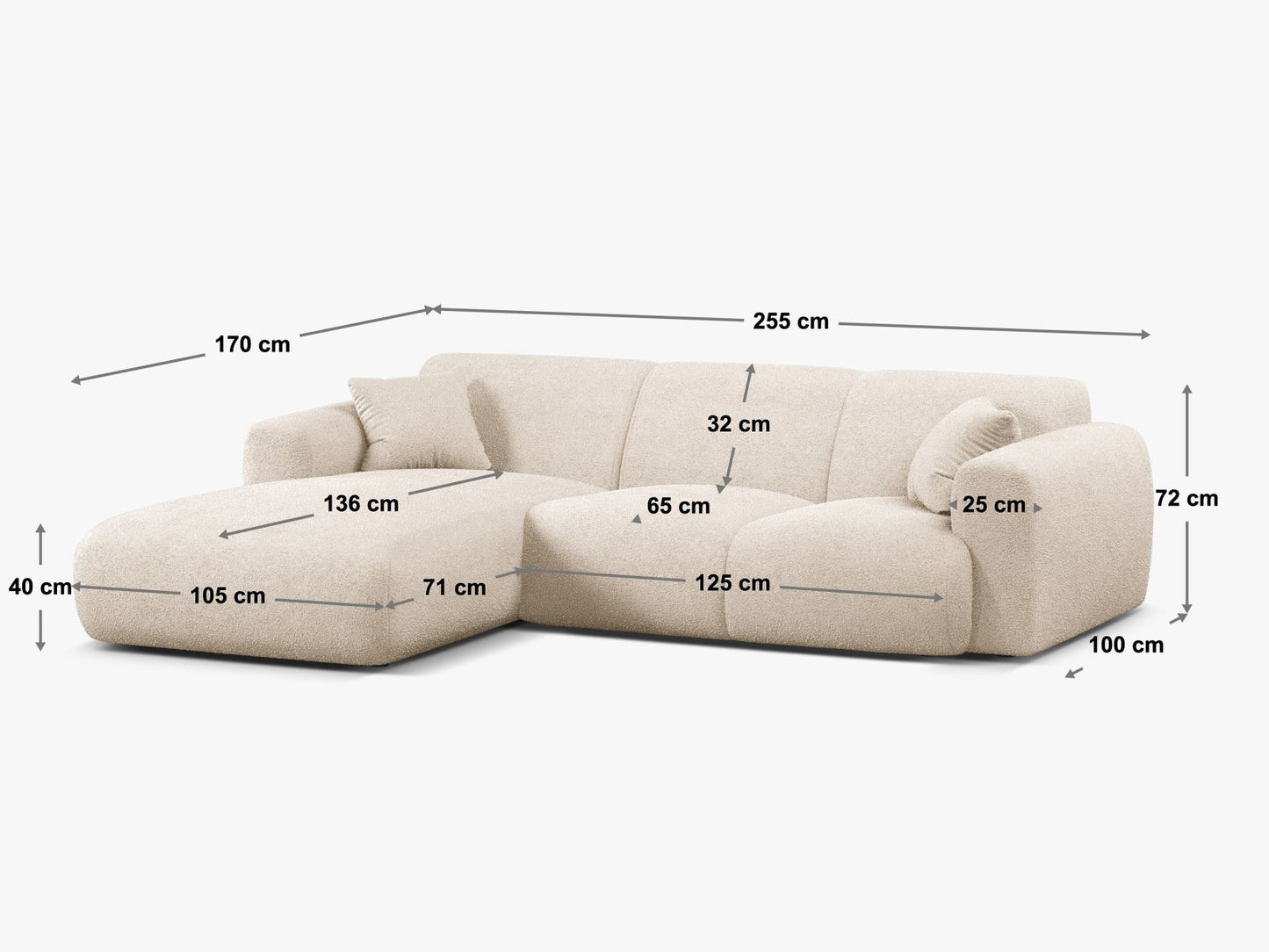 Ecksofa Bouclé Beige Molino — Ansicht 4