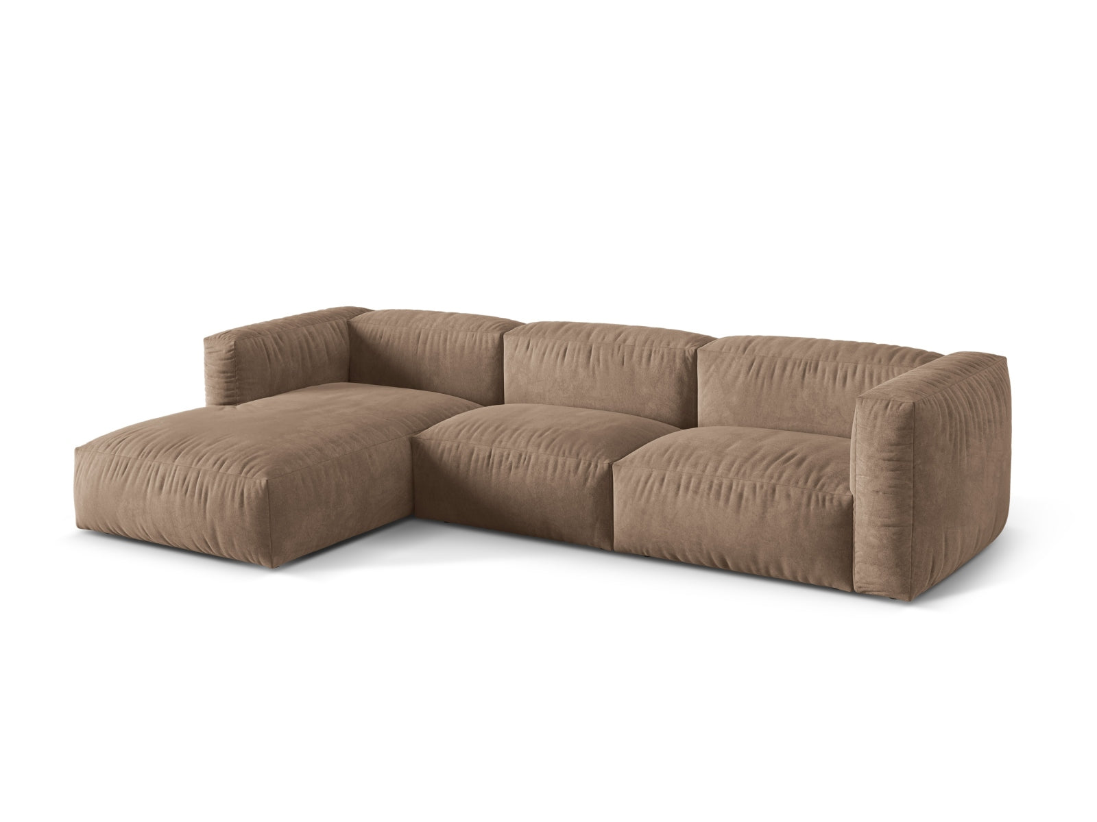 Ecksofa Samt Dunkelbeige Martina — Detailansicht