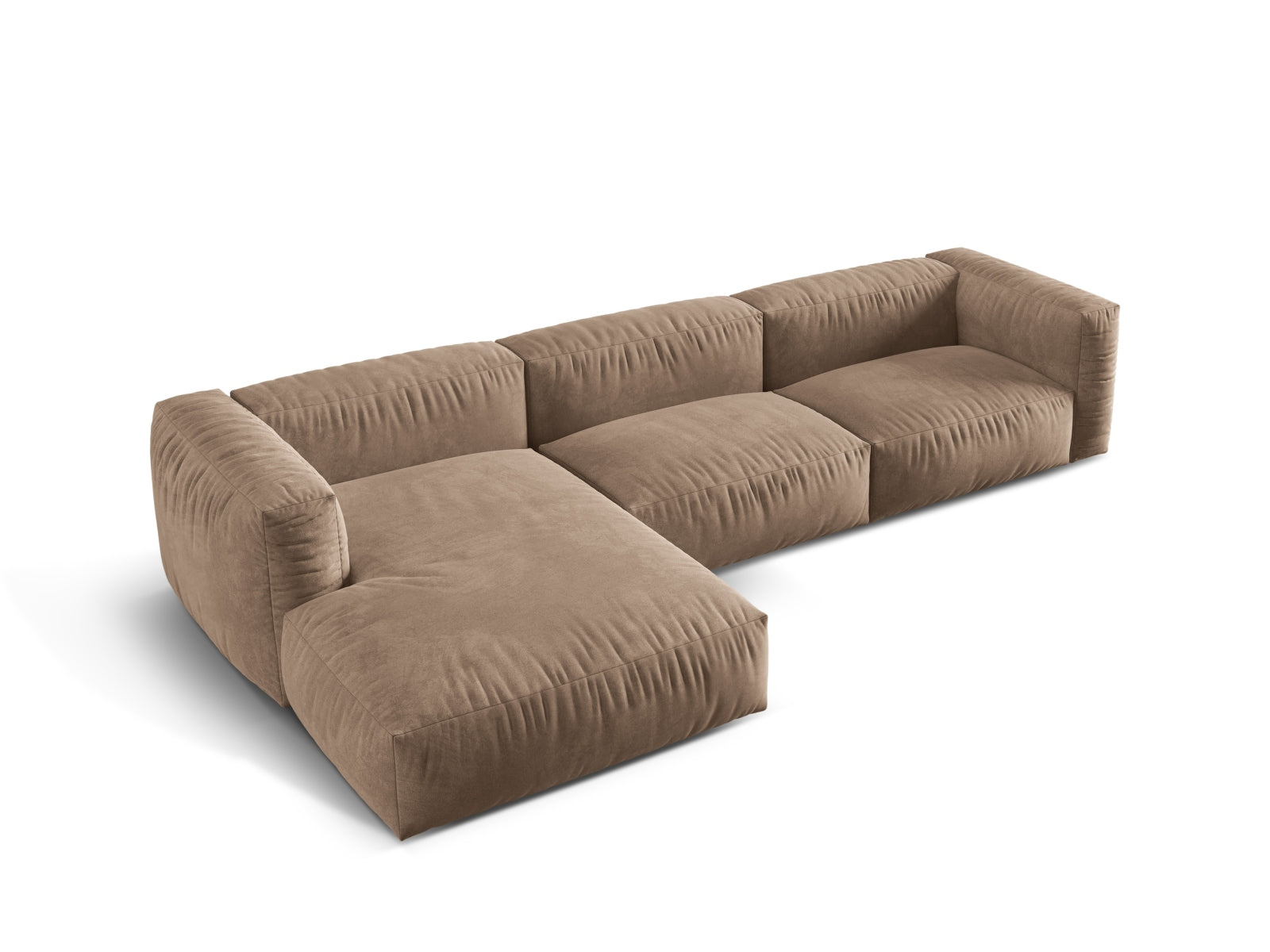 Ecksofa Samt Dunkelbeige Martina — Maße und Details