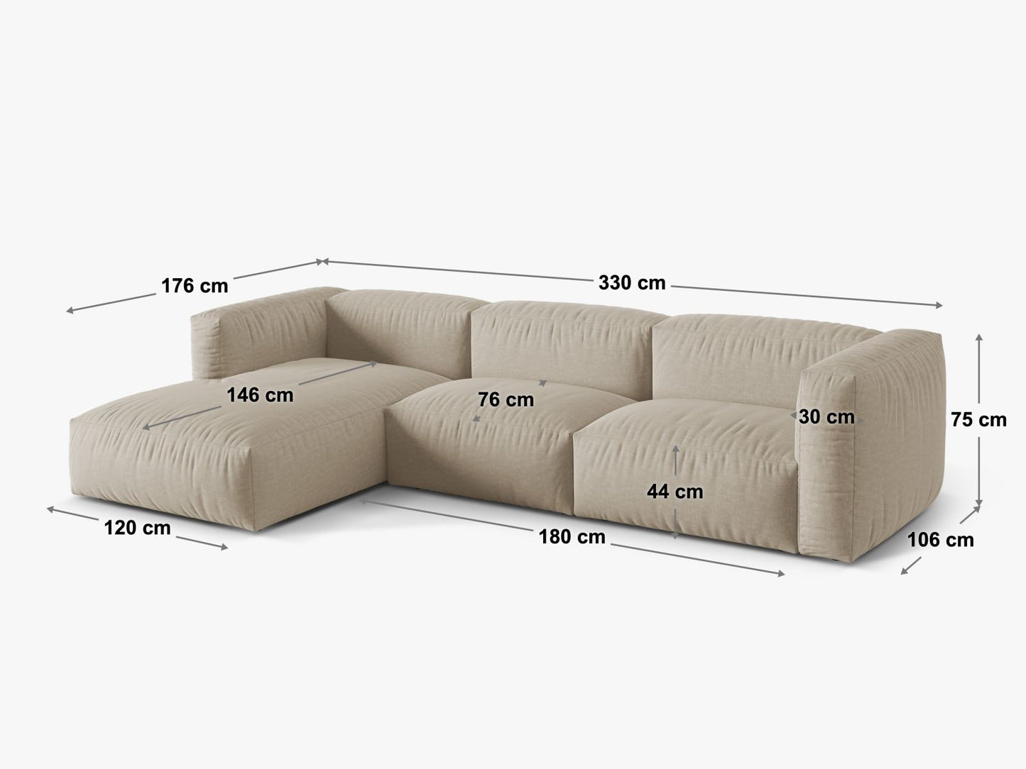 Ecksofa Samt Dunkelbeige Martina — Ansicht 6