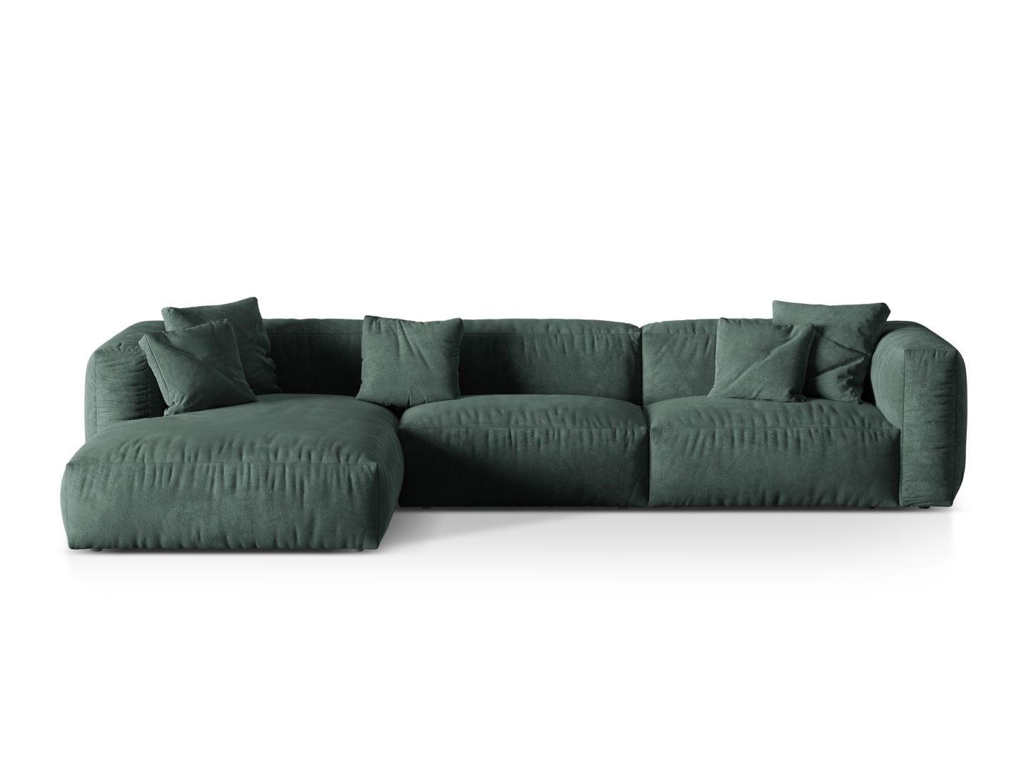 Ecksofa Samt Dunkelbeige Martina — Petrol