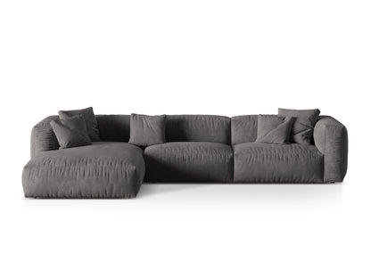 Ecksofa Samt Dunkelbeige Martina — Grey