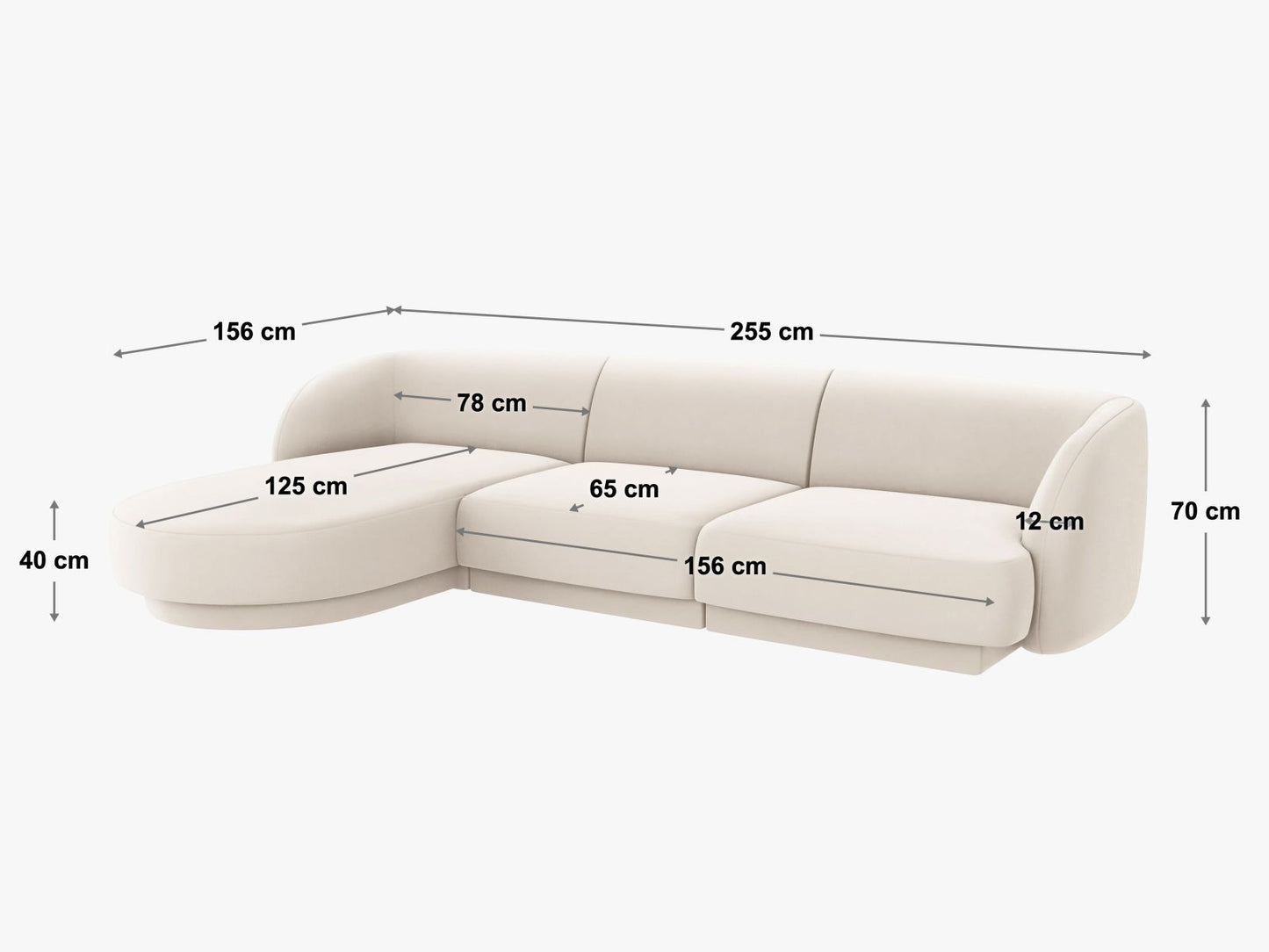 Ecksofa Chenille Beige Miley — Ansicht 4
