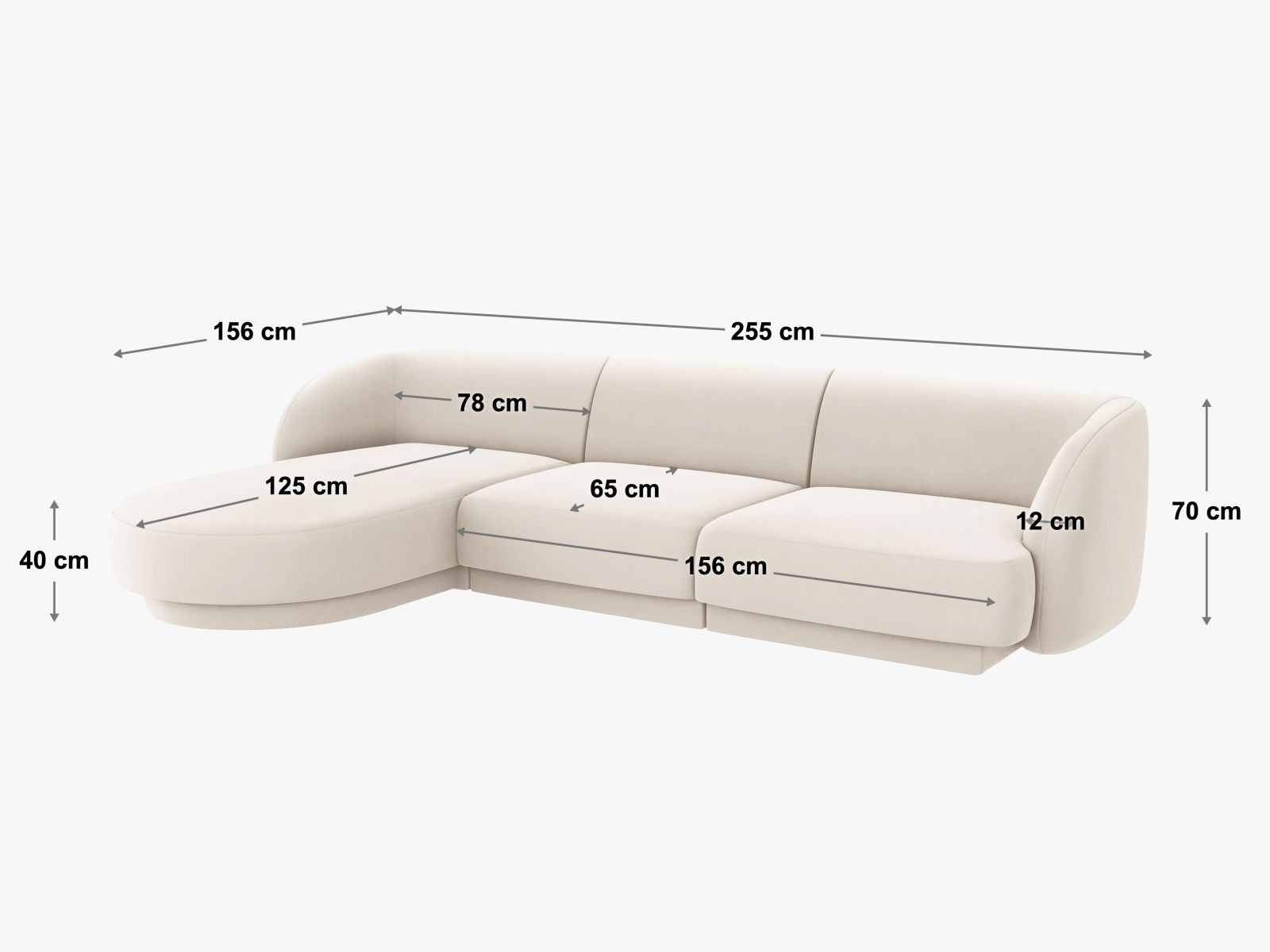 Ecksofa Chenille Beige Miley — Ansicht 4