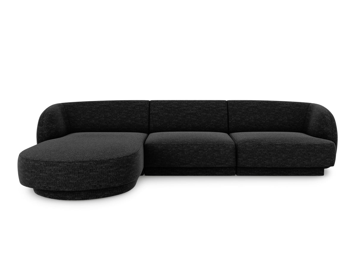 Miley Corner Sofa, 4 Seats, 255x156 cm — Black / Left
