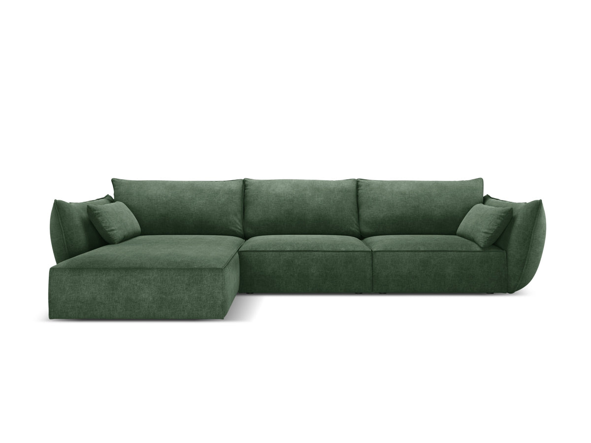 Kaelle Corner Sofa, 4 Seats, 308x171 cm — Bottle Green / Left