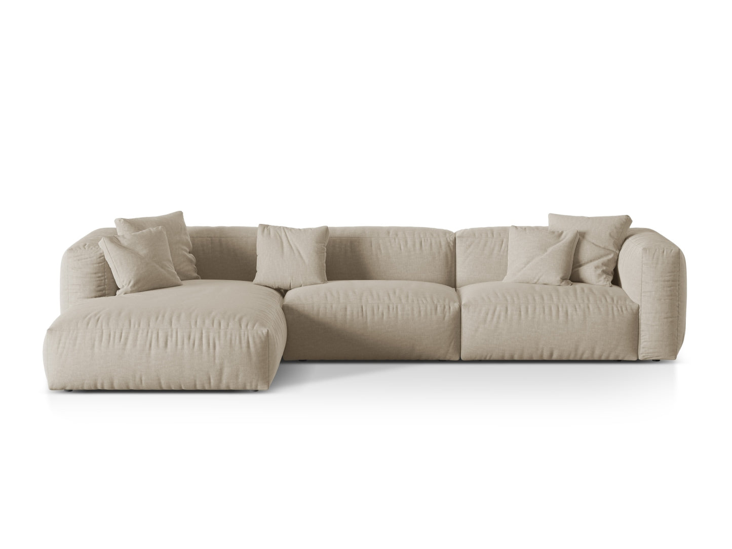 Ecksofa Strukturstoff Schwarz Martina — Light Beige