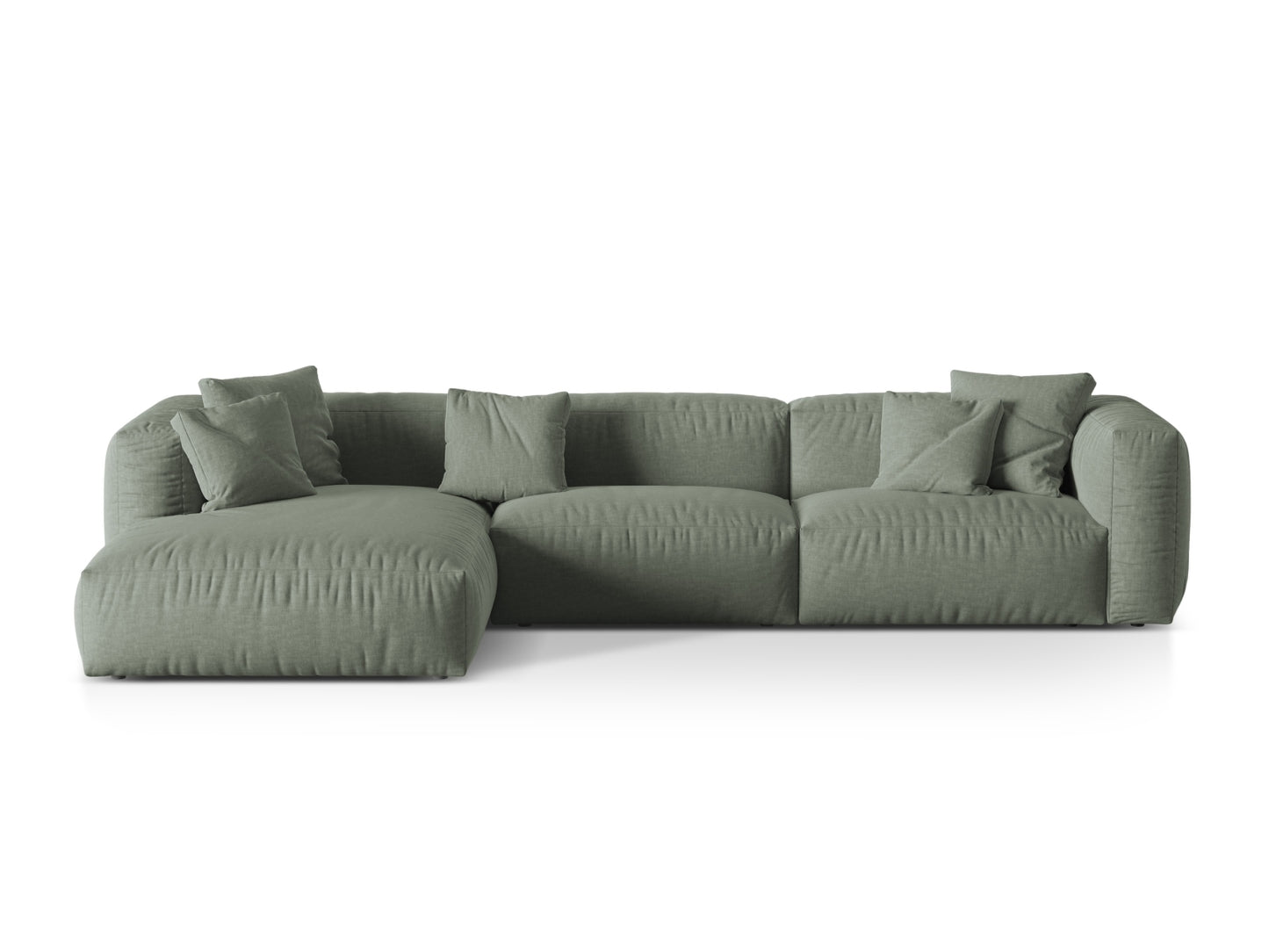 Ecksofa Strukturstoff Schwarz Martina — Moss Green