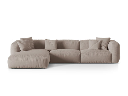 Ecksofa Strukturstoff Schwarz Martina — Dark Beige