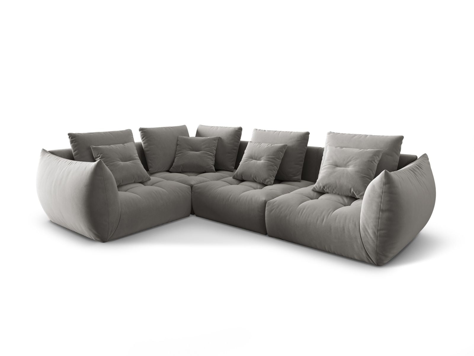 Ecksofa Samt Grau Bloom — Detailansicht