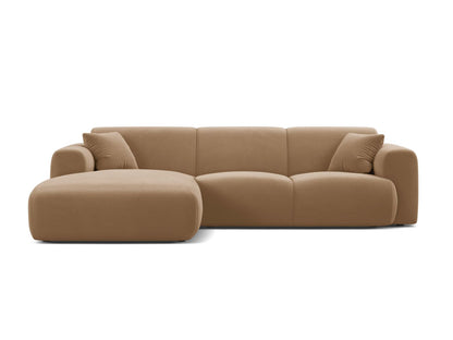 Ecksofa Samt Schwarz Molino — Sand