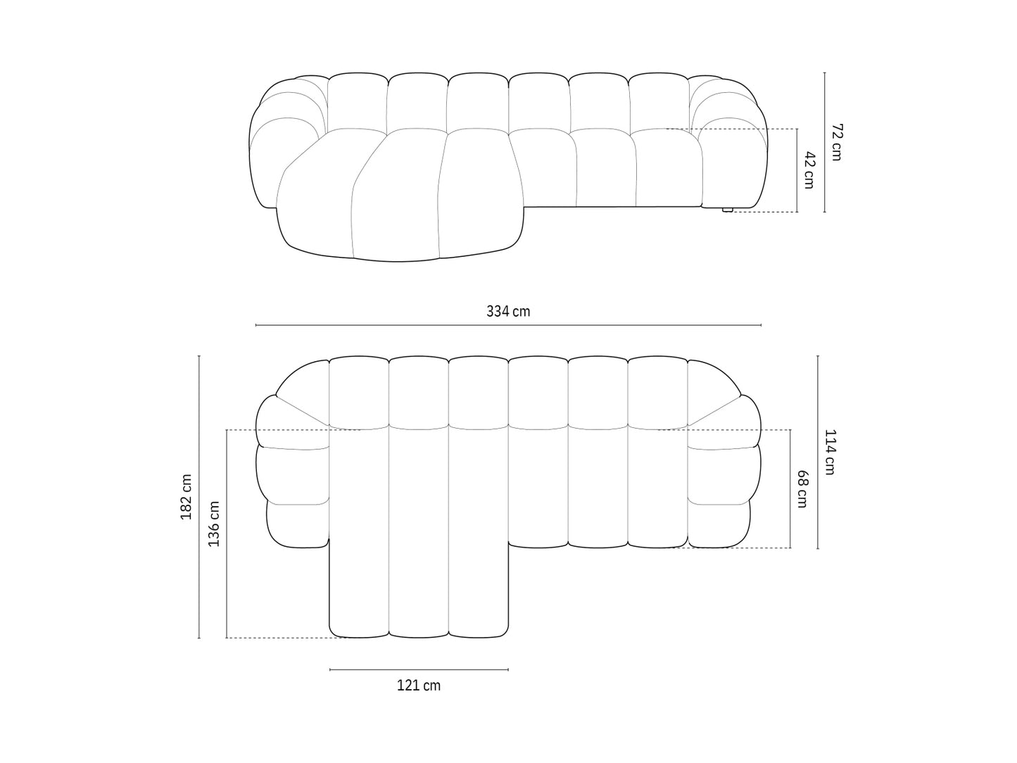 Ecksofa 3D Schwarz Diana — Ansicht 5
