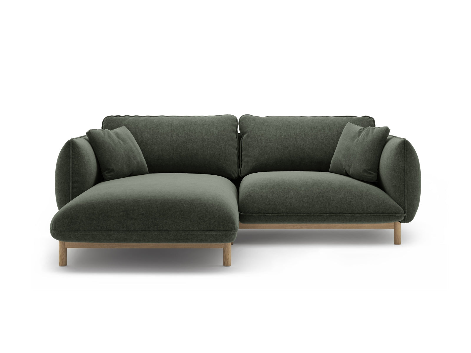 Ada Corner Sofa, 3 Seats, 220x179 cm — Moss Green / Left