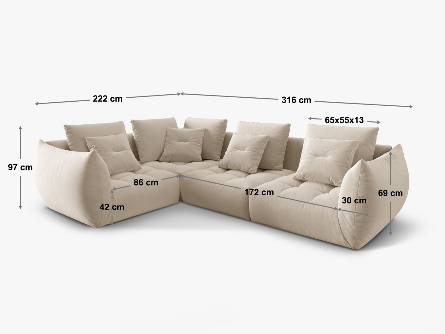 Ecksofa Strukturstoff Auburn Bloom — Ansicht 4