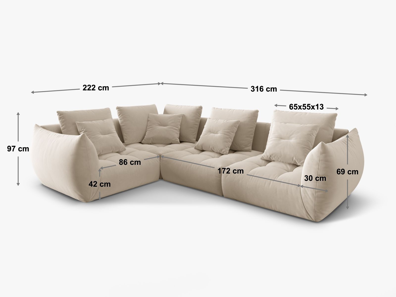 Ecksofa Strukturstoff Auburn Bloom — Ansicht 4