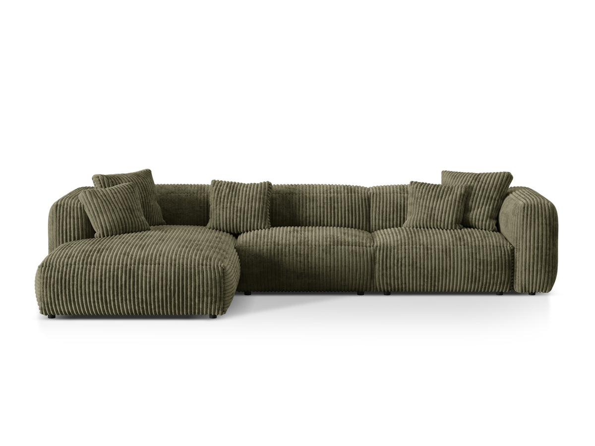 Martina Modular Corner Sofa XL, 3 Seats, 330x176 cm — Moss Green / Left