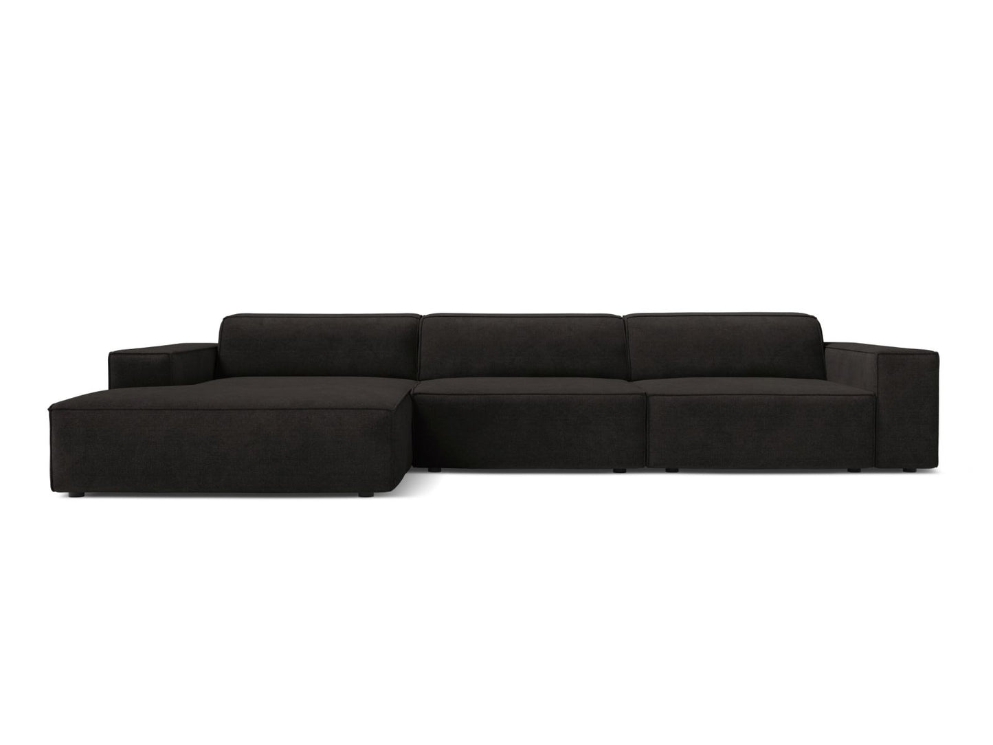 Ecksofa Strukturstoff Beige Jodie — Black