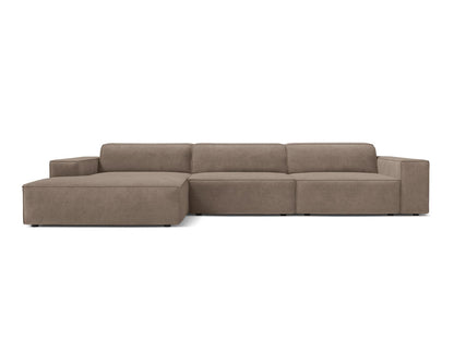Ecksofa Strukturstoff Beige Jodie — Cappuccino