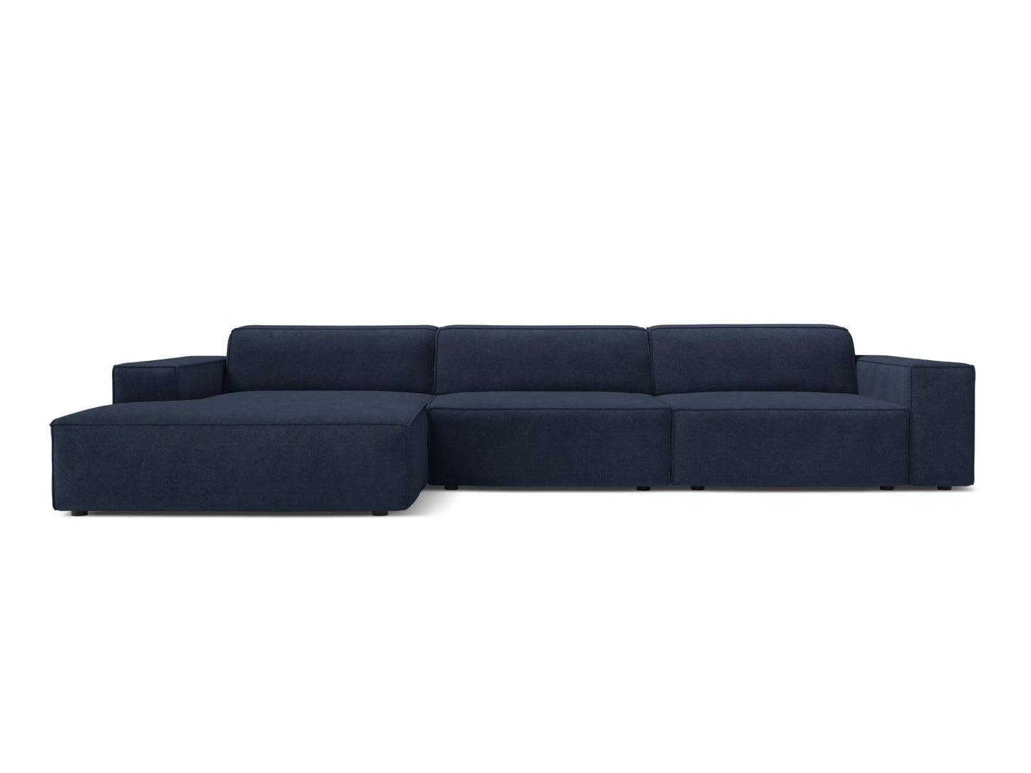 Ecksofa Strukturstoff Beige Jodie — Navy Blue