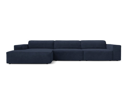 Ecksofa Strukturstoff Beige Jodie — Navy Blue