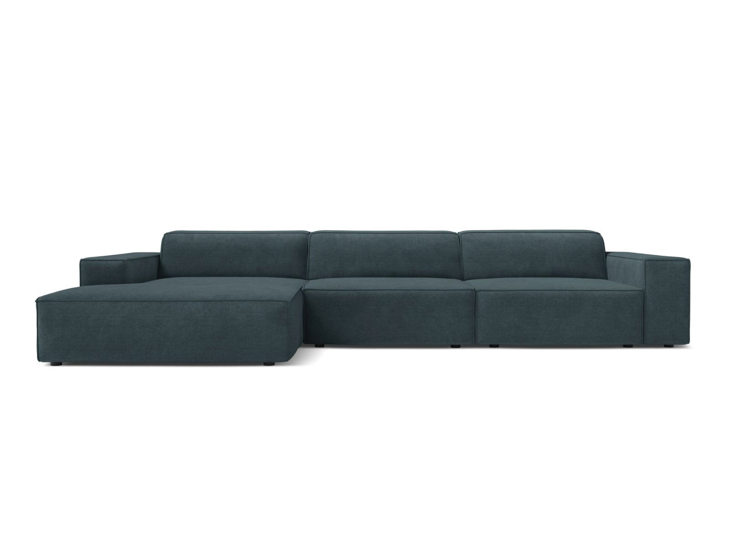 Ecksofa Strukturstoff Beige Jodie — Deep Petrol