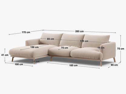 Ecksofa Strukturstoff Beige Naomi — Ansicht 4