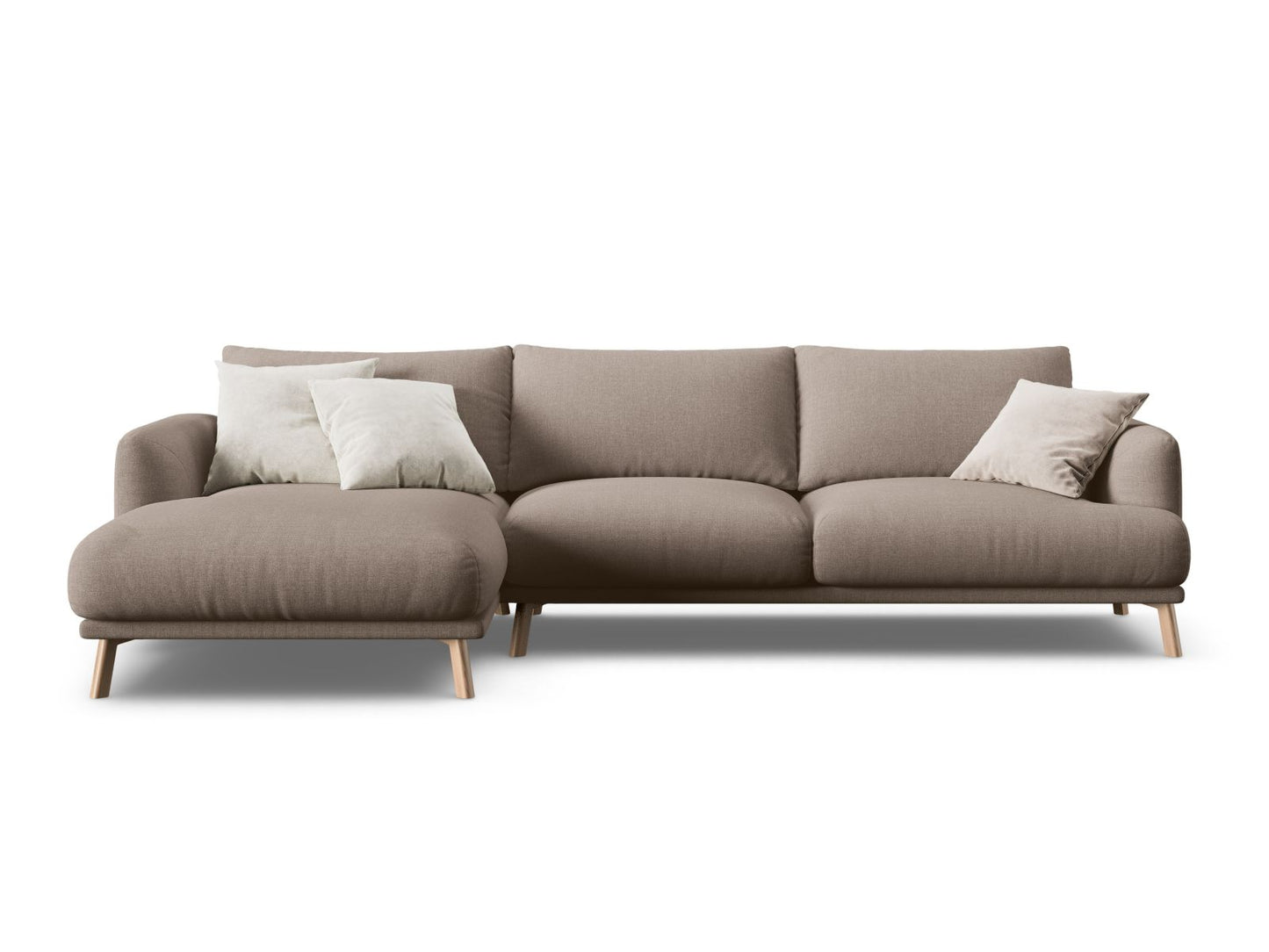 Ecksofa Strukturstoff Beige Naomi — Cappuccino