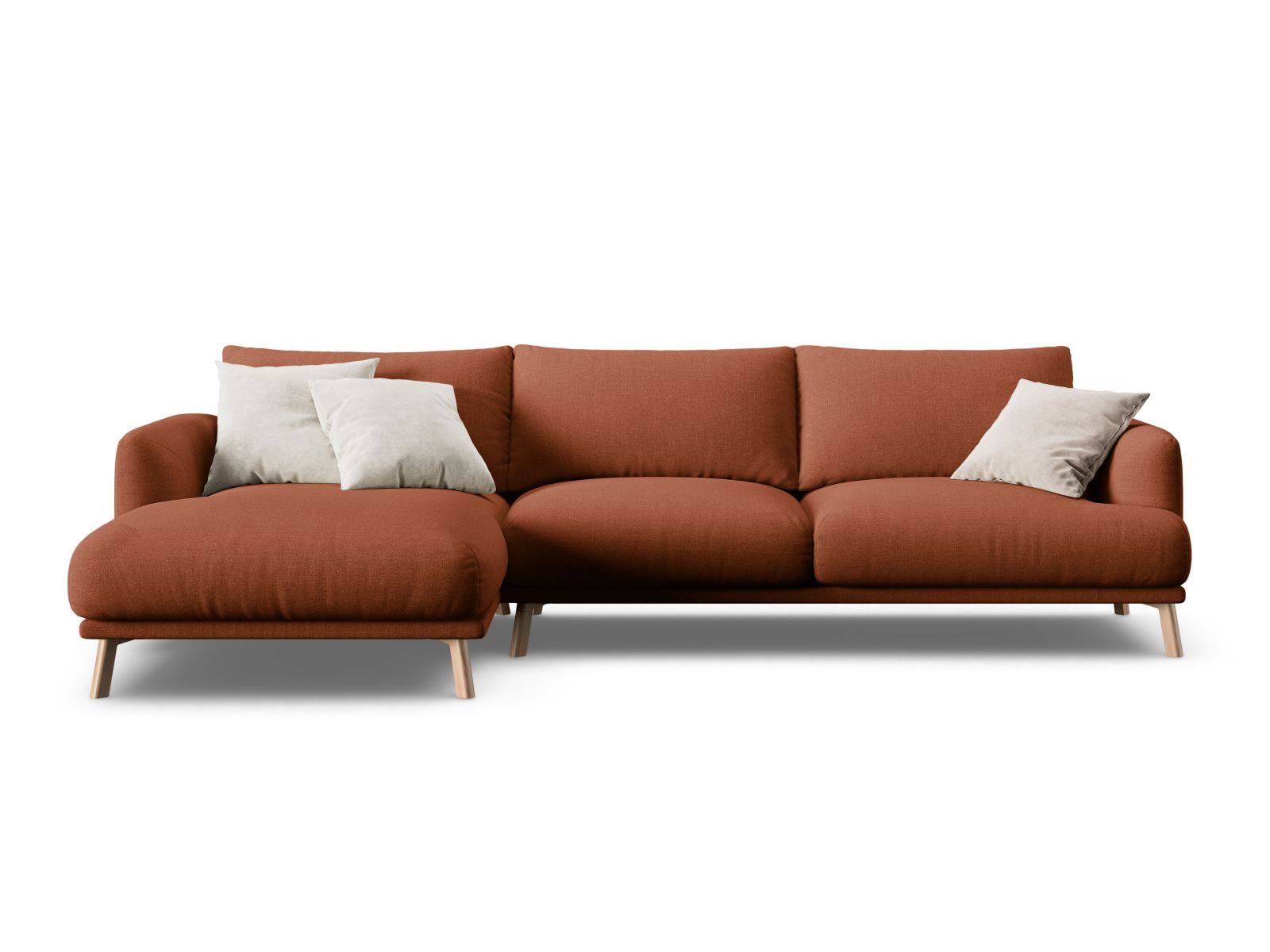 Naomi Corner Sofa, 4 Seats, 285x170 cm — Brick / Left