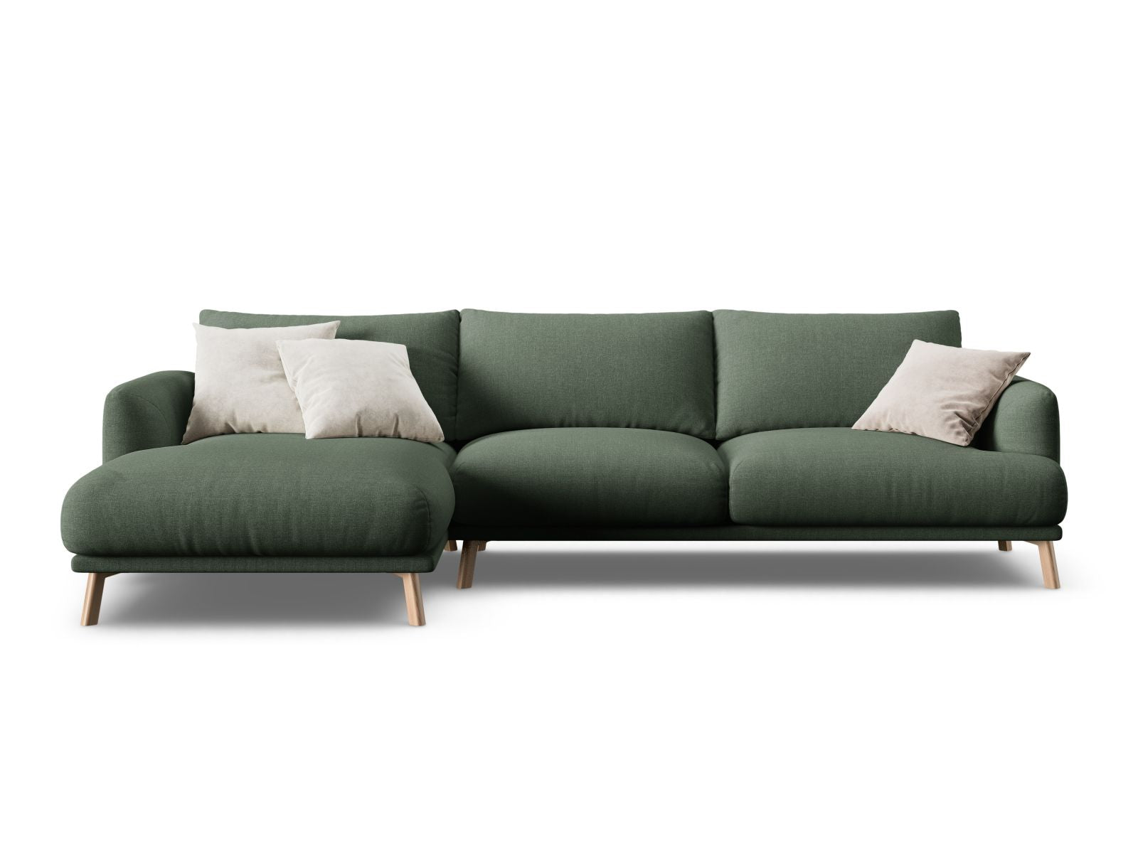 Naomi Corner Sofa, 4 Seats, 285x170 cm — Moss Green / Left