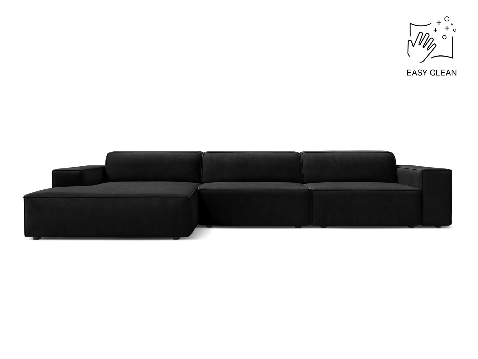 Jodie Modular Corner Sofa, 4 Seats, 284x162 cm — Black / Left
