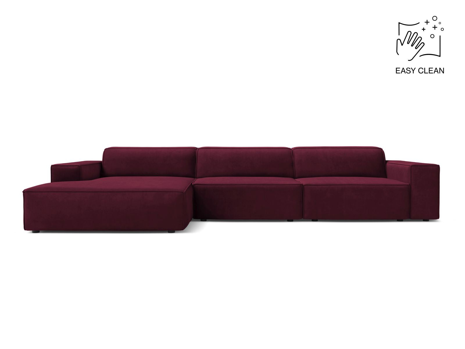 Jodie Modular Corner Sofa, 4 Seats, 284x162 cm — Burgundy / Left