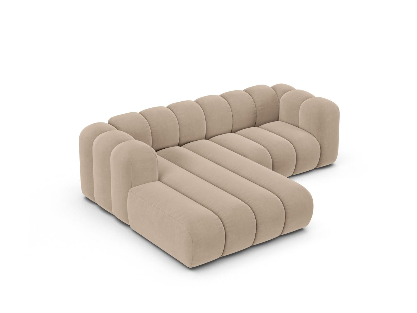 Ecksofa Samt Beige Lupine — Detailansicht