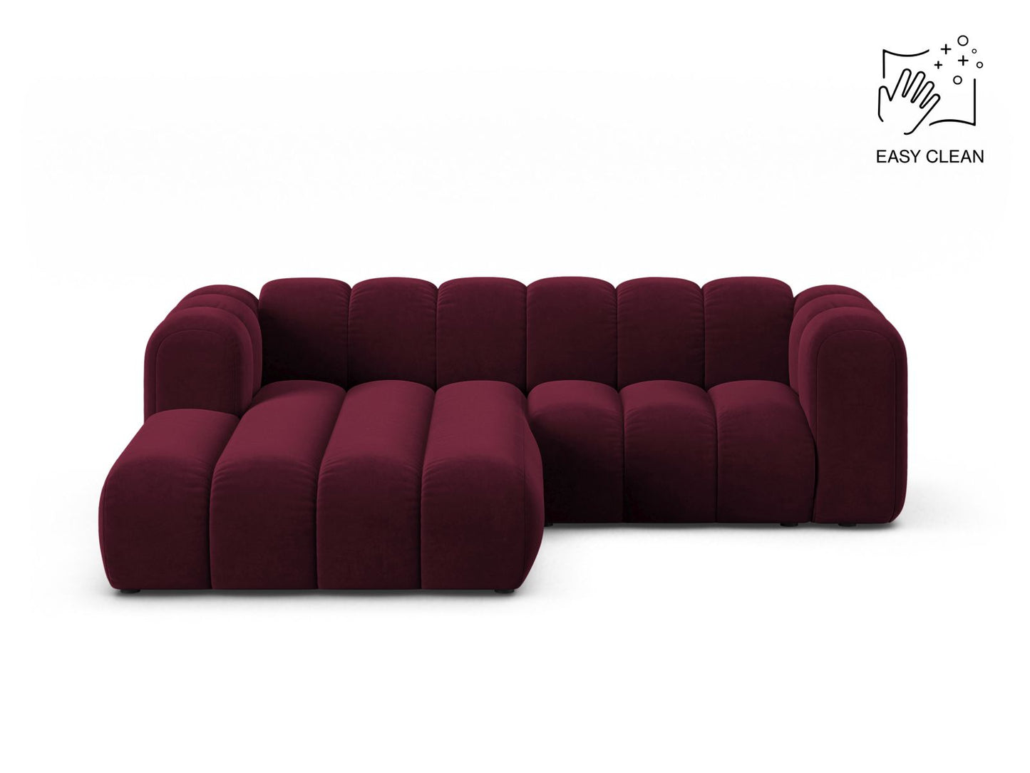 Ecksofa Samt Beige Lupine — Burgundy