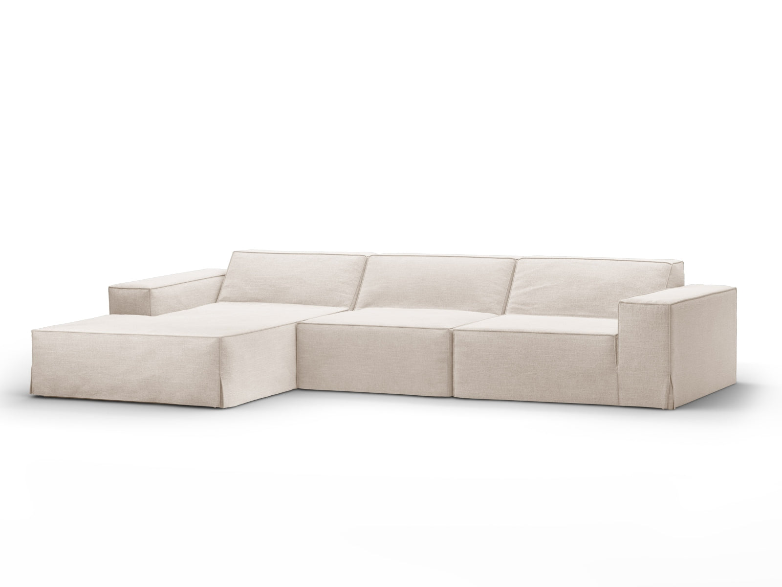 Ecksofa Strukturstoff Beige Jodie — Detailansicht