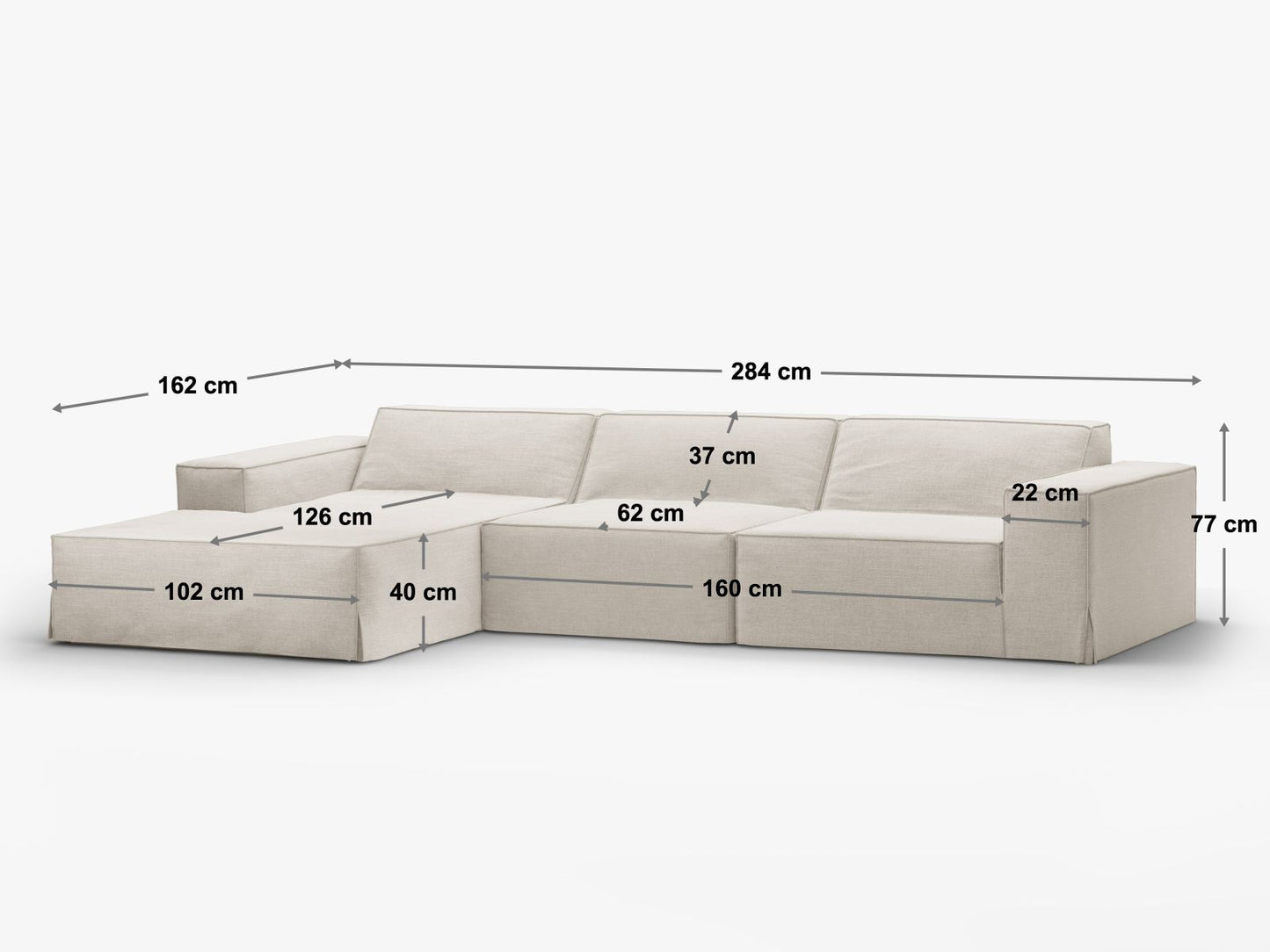 Ecksofa Strukturstoff Beige Jodie — Ansicht 5