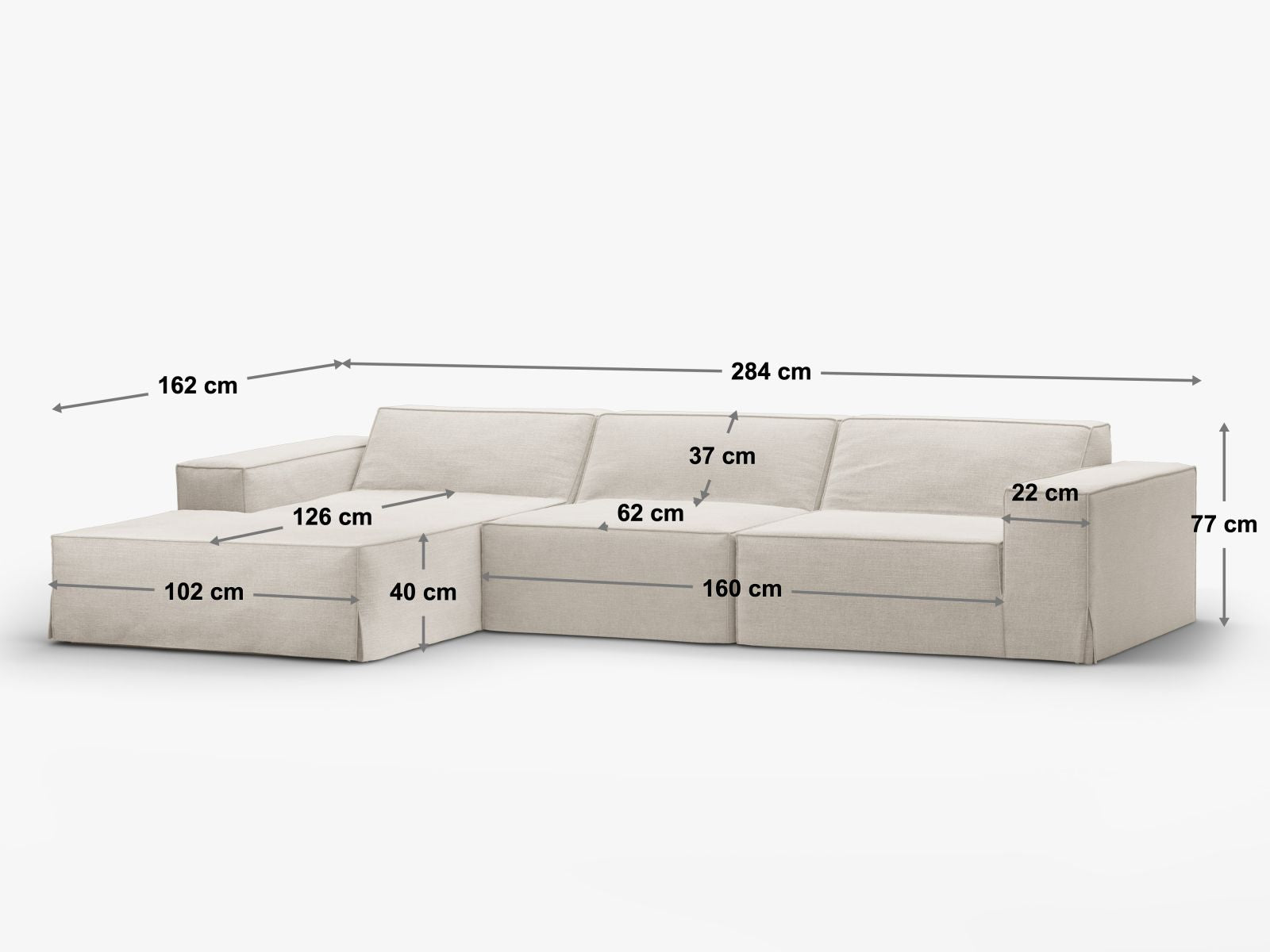 Ecksofa Strukturstoff Beige Jodie — Ansicht 5
