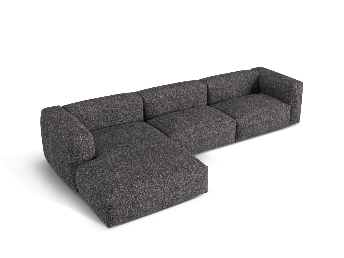 Ecksofa Bouclé Anthrazit Martina — Maße und Details
