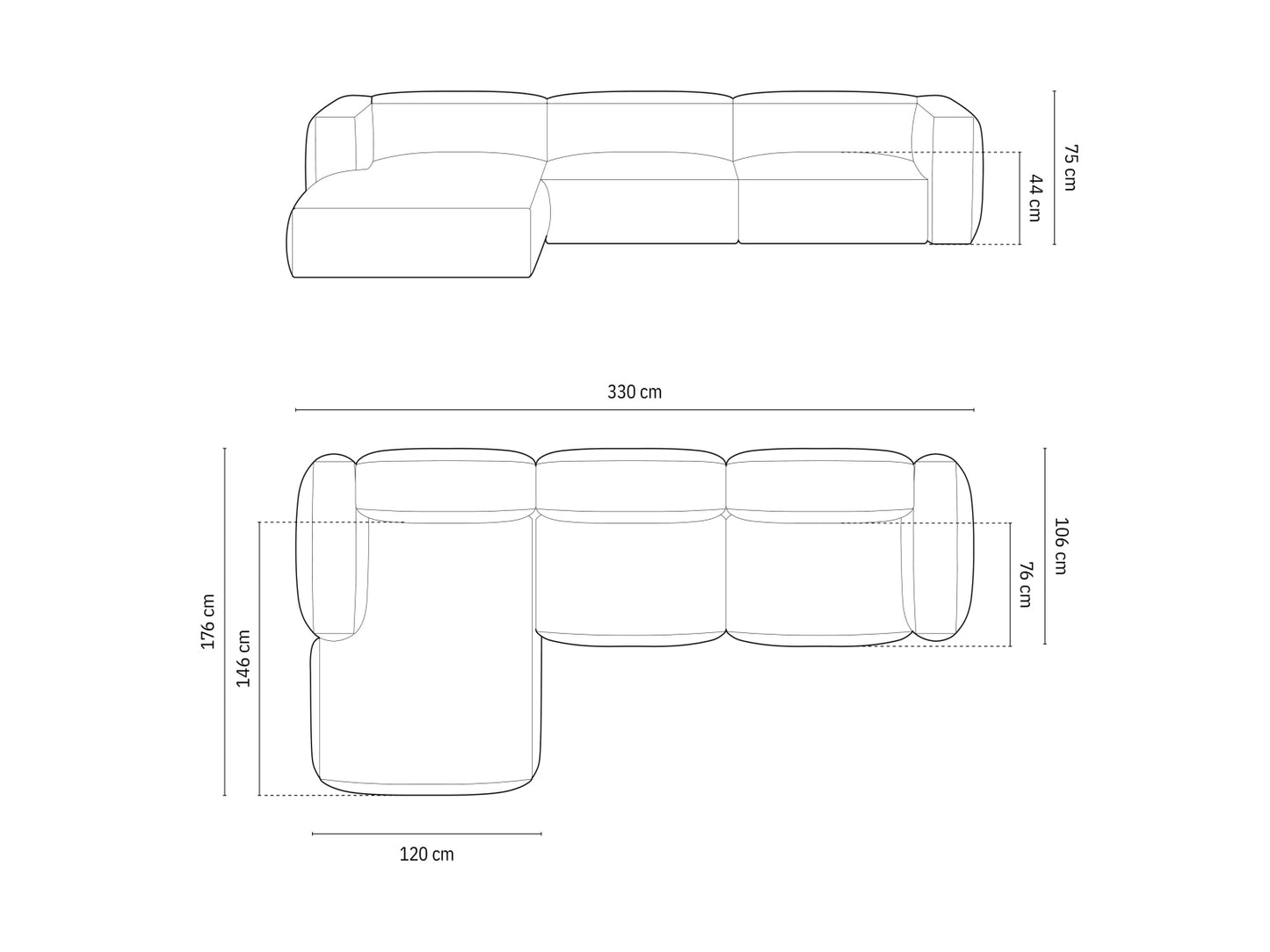 Ecksofa Bouclé Anthrazit Martina — Ansicht 6