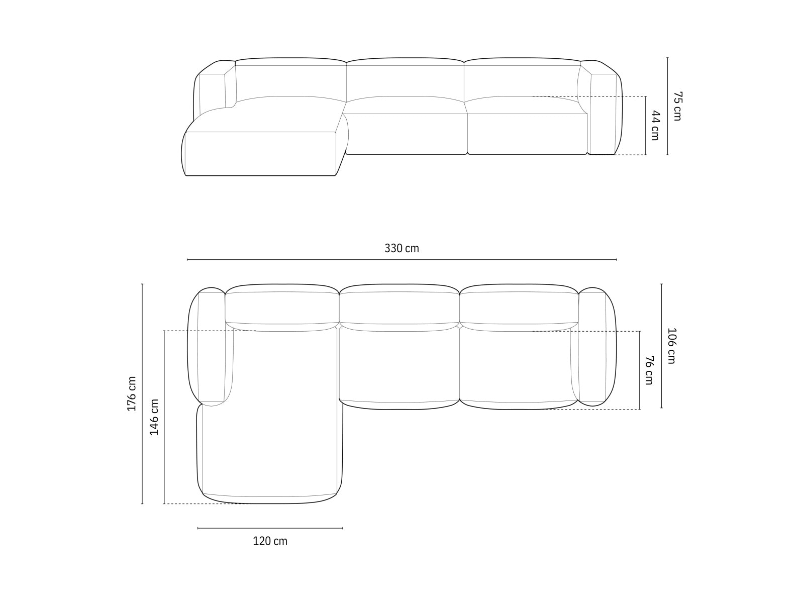 Ecksofa Bouclé Anthrazit Martina — Ansicht 6