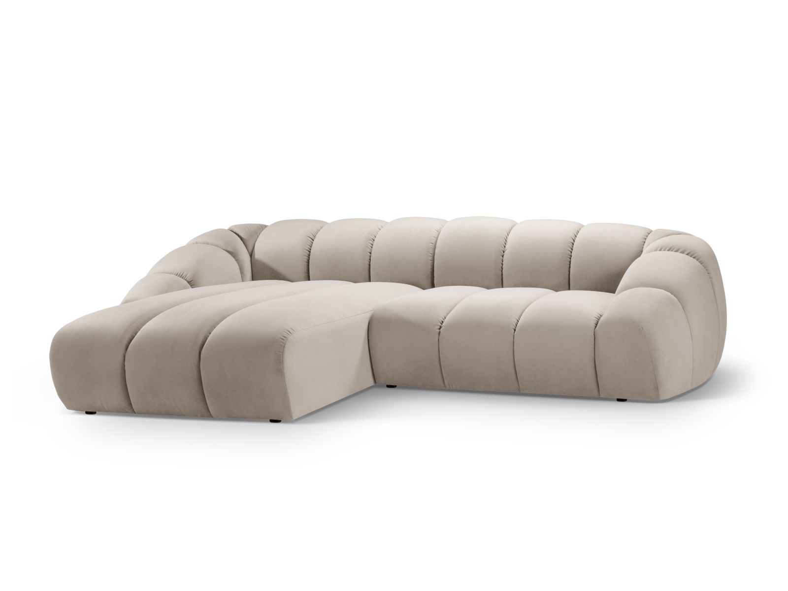 Ecksofa Samt Beige Diana — Wohnbeispiel