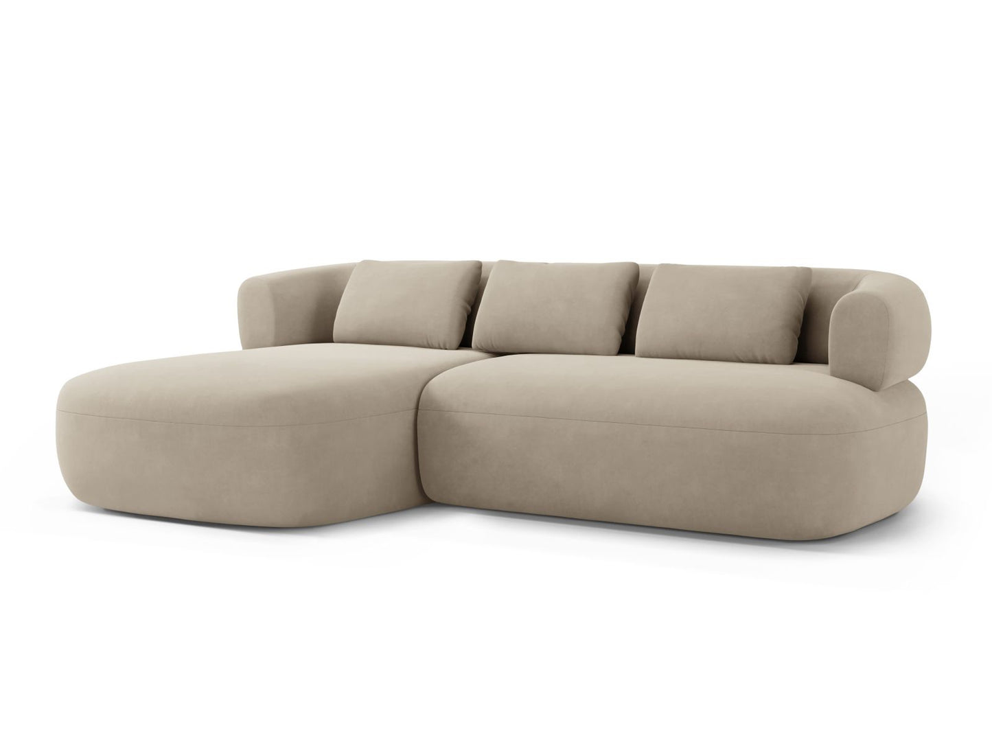 Ecksofa Samt Beige Jenny — Wohnbeispiel