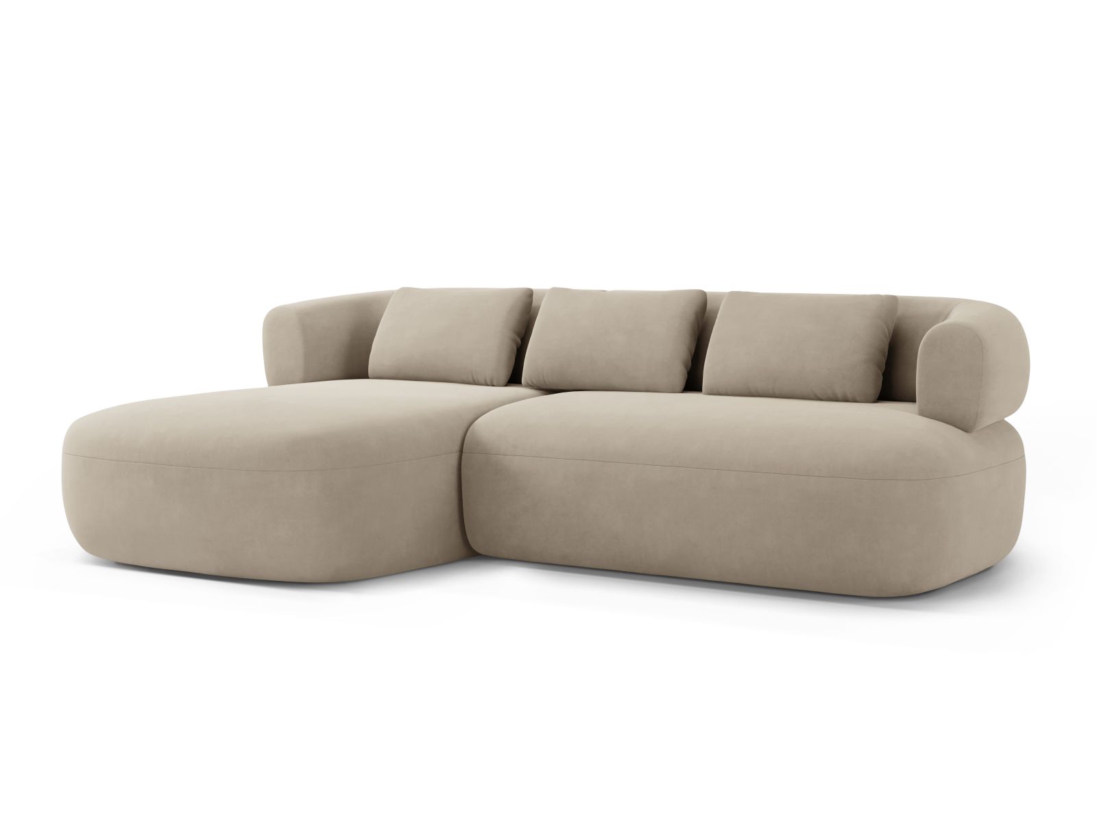 Ecksofa Samt Beige Jenny — Wohnbeispiel