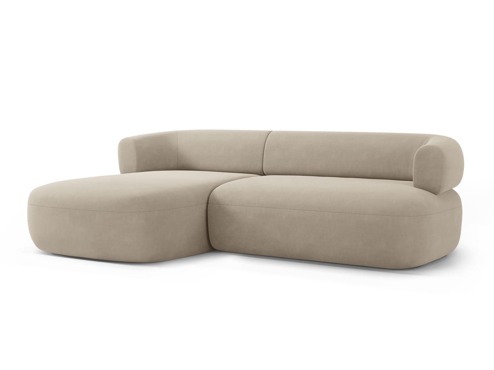 Ecksofa Samt Beige Jenny — Detailansicht