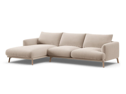 Ecksofa Samt Beige Naomi — Wohnbeispiel